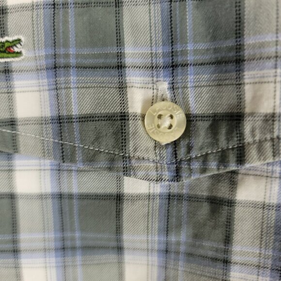 Lacoste Mens Button Down Shirt Size 40 Plaid Long Sleeve Classic Fit - Picture 7 of 13